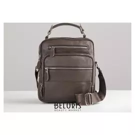 Сумка мужская, отдел на молнии, 2 наружных кармана, цвет коричневый