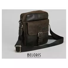 Сумка мужская, отдел на молнии, наружный карман, длинный ремень, цвет коричневый