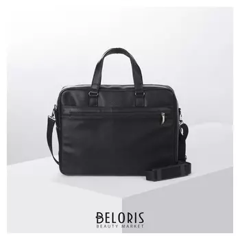 Сумка мужская, отдел на молнии, наружный карман, длинный ремень, цвет чёрный