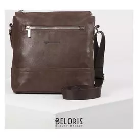 Сумка мужская, отдел на молнии, наружный карман, длинный ремень, цвет тёмно-коричневый