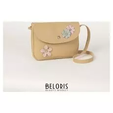 Сумка, отдел на клапане, длинный ремень, цвет бежевый