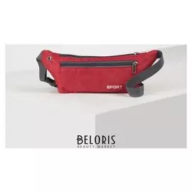 Сумка поясная, 2 отдела на молниях, цвет красный