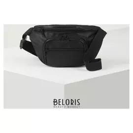 Сумка поясная, отдел на молнии, 3 наружных кармана, цвет чёрный