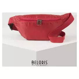 Сумка поясная, отдел на молнии, наружный карман, цвет красный