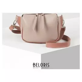 Сумка поясная, отдел на молнии, регулируемый ремень, цвет розовый/бежевый