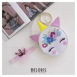 Сумка, повязка для девочки, цвет сиреневый/белый