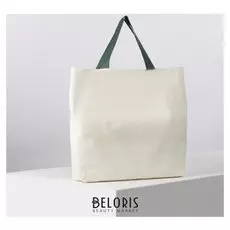 Сумка шоппер с зелёными ручками, 33х48, хлопок