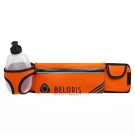 Сумка спортивная на пояс 45х9 см с бутылкой 15х8х3 см, 2 кармана, цвета оранжевый