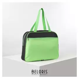 Сумка спортивная, отдел на молнии, наружный карман, цвет чёрный/зелёный