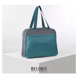 Сумка спортивная, отдел на молнии, наружный карман, цвет серый/бирюзовый