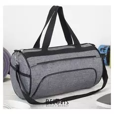 Сумка спортивная, отдел на молнии, наружный карман, длинный ремень, цвет серый
