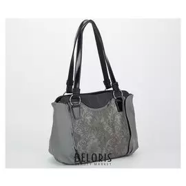 Сумка жен 1338, 35*12*24, з отд на молниях, 4 н/кармана, черно/серый