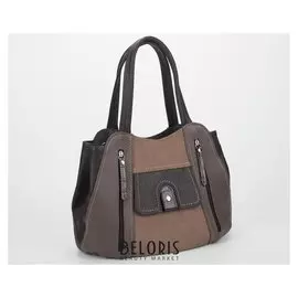 Сумка жен 1354, 34*12*23, 2 отд на молниях, 4 н/кармана, дл ремень, коричневый