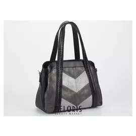 Сумка жен 1367, 29*11*23, 3 отд на молниях, н/карман, черно/серый