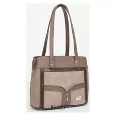 Сумка жен 1378, 32*12*25, 3 отд на молнии, н/карман, темно бежевый