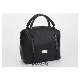 Сумка жен 1434, 27*10*24, отд на молн, 3 н/кармана, длин ремень, цветы черный