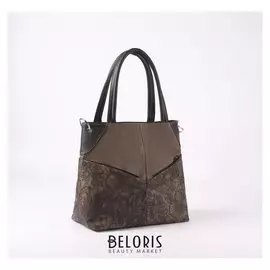 Сумка жен 1480, 34*15*31, 3 отд на молнии, 4 н/карман, дл ремень, гибис корич