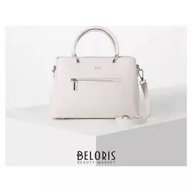 Сумка жен 8302 30*12*23, отдел на молнии, нар карман, дл ремень, бежевый