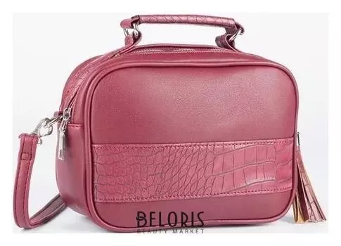 Сумка жен асия, 22*7*15, отд на молнии, длин ремень, бордовый