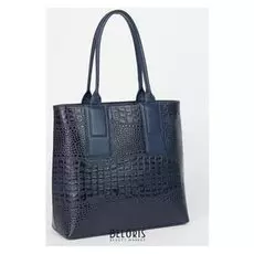 Сумка жен L74b, 31*12*29, отд на молнии, н/карман, синий крокодил