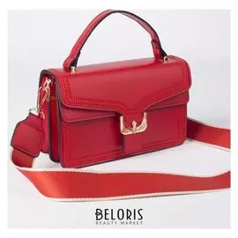 Сумка жен L-008, 22*8*13, отд на молнии, н/карман, длин ремень, красный