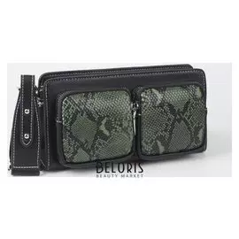 Сумка жен L-8629, 25*8*11, отд на молнии, 3 н/карман, длин ремень, черный/зеленый