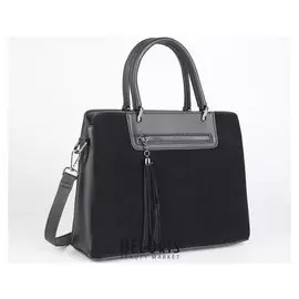 Сумка жен L-892539, 32*11*28, отд на молнии, 2 н/кармана, длин ремень, черный замша