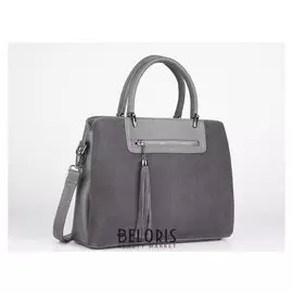 Сумка жен L-892539, 32*11*28, отд на молнии, 2 н/кармана, длин ремень, серый замша