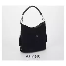 Сумка жен L-9915, отд на молнии, н/карман, черный замша