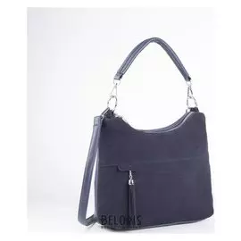 Сумка жен L-9916, 33*4*23, отд на молнии, 2 н/кармана, регул ремень, синий замша