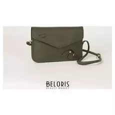 Сумка женская, 2 отдела на клапане, длинный ремень, цвет зелёный