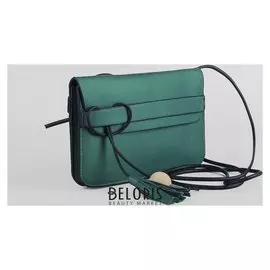 Сумка женская, 2 отдела на клапане, длинный ремень, цвет зелёный