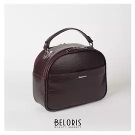 Сумка женская, 2 отдела на молнии, 2 наружных кармана, длинный ремень, цвет бордовый