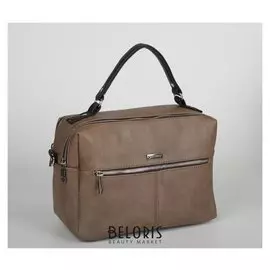 Сумка женская, 2 отдела на молнии, 2 наружных кармана, регулируемый ремень, цвет бежевый