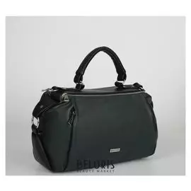 Сумка женская, 2 отдела на молнии, 3 наружных кармана, регулируемый ремень, цвет чёрный/зелёный