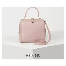 Сумка женская, 2 отдела на молнии, длинный ремень, цвет розовый