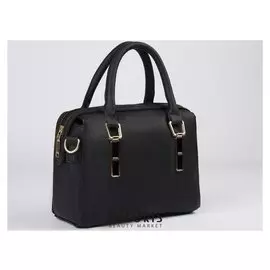 Сумка женская, 2 отдела на молнии, длинный ремень, цвет чёрный