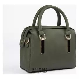 Сумка женская, 2 отдела на молнии, длинный ремень, цвет оливковый