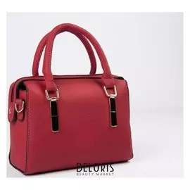 Сумка женская, 2 отдела на молнии, длинный ремень, цвет красный