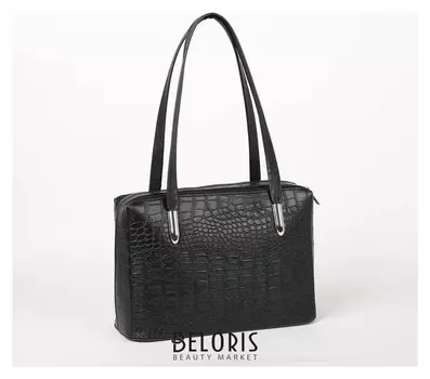 Сумка женская, 2 отдела на молнии, наружный карман, цвет чёрный