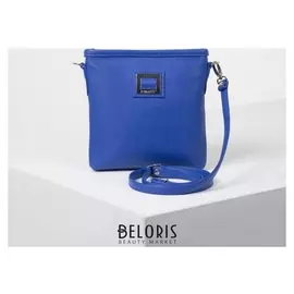 Сумка женская, 2 отдела на молнии, наружный карман, длинный ремень, цвет голубой