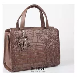 Сумка женская, 2 отдела на молнии, наружный карман, длинный ремень, цвет коричневый