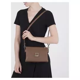 Сумка женская, 2 отдела на молнии, наружный карман, длинный ремень, цвет светло-коричневый