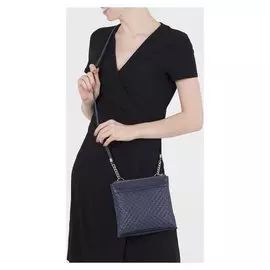 Сумка женская, 2 отдела на молниях, длинный ремень, цвет синий