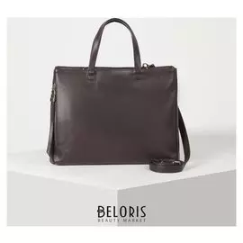 Сумка женская, 2 отдела на молниях, наружный карман, длинный ремень, цвет коричневый