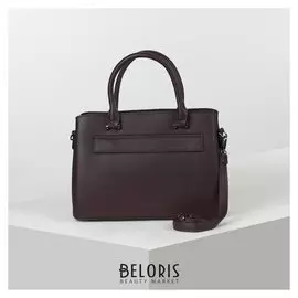 Сумка женская, 3 отдела на молнии, 2 наружных кармана, длинный ремень, цвет бордовый