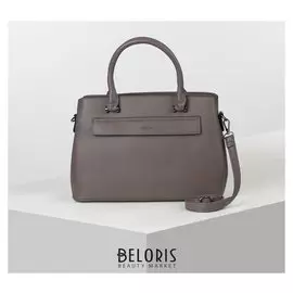 Сумка женская, 3 отдела на молнии, 2 наружных кармана, длинный ремень, цвет бежевый