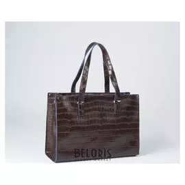 Сумка женская, 3 отдела на молнии, длинный ремень, цвет коричневый