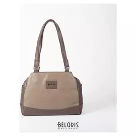 Сумка женская, 3 отдела на молнии, наружный карман, цвет серый/коричневый