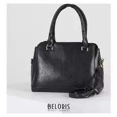 Сумка женская, 3 отдела на молнии, наружный карман, длинный ремень, цвет чёрный